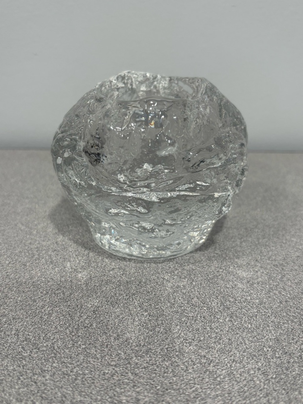 Kosta Boda Snowball Crystal Glass Votive Candle Holder 4”